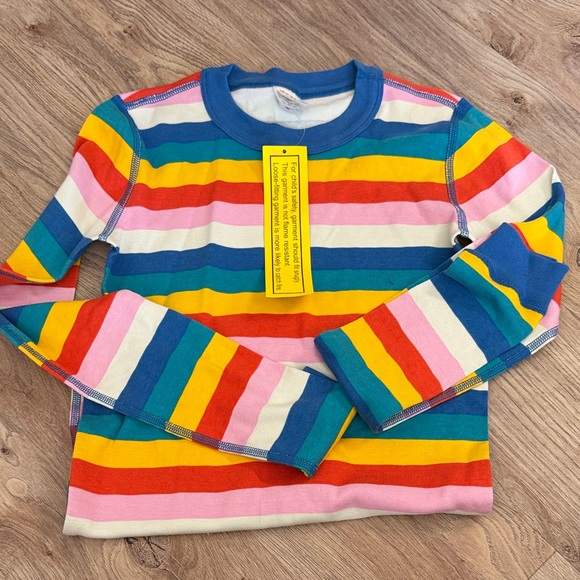 Hanna Andersson Other - Hanna Andersson Multicolor Rainbow Stripe Long Sleeve Tee - Blue Neck